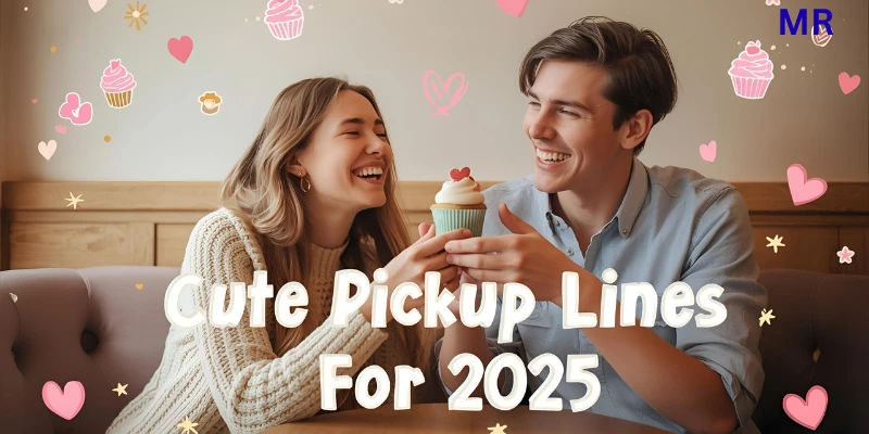 "Young couple in a cozy café laughing and sharing cupcakes — warm, flirty, and sweet vibe for cute pickup lines."