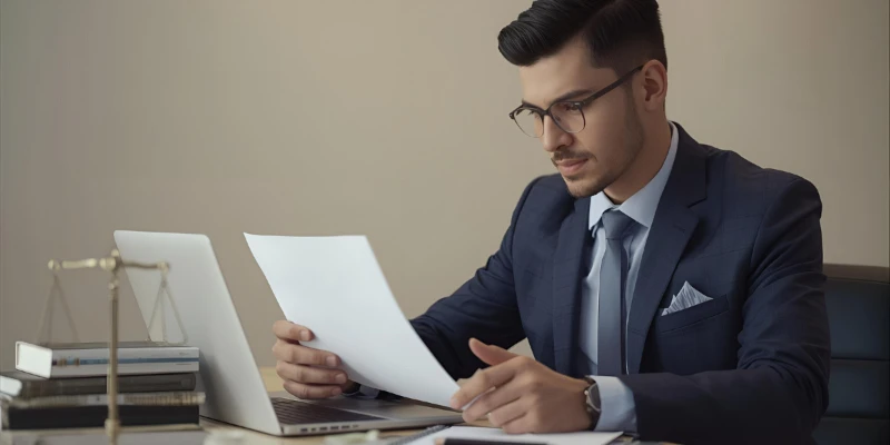 Lawyer drafting legal document at desk — example of professional legal writing.”