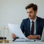 “Young lawyer reviewing documents in an office, representing the meaning and importance of legal writing