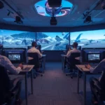 “People using VR headsets and AI simulators representing the future of simulation technology in 2025.”